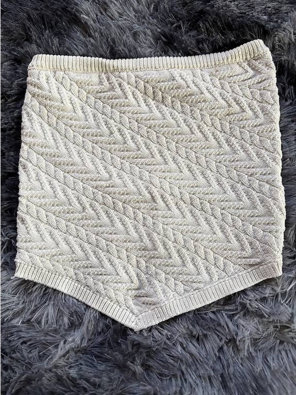 Bershka Cream Cable Knit Crop Top